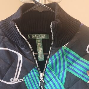 Ralph Lauren Petite Equestrian Print Cotton Jacket Size Small
